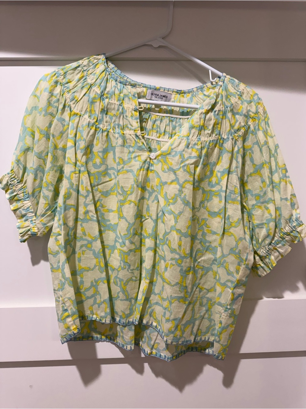 Olivia James -Green Printed Peasant Top